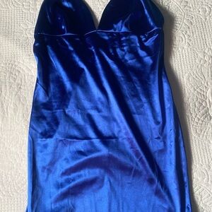 Fashion Nova Royal Blue Satin Dress